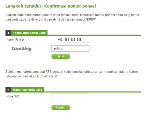 Kode SMS dari FBS