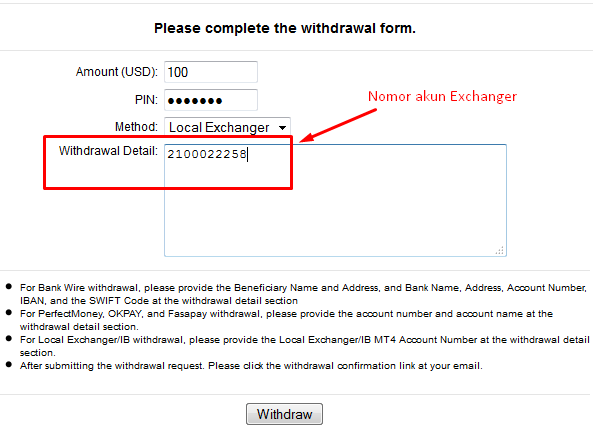 Withdraw Lokal FrewoodFX