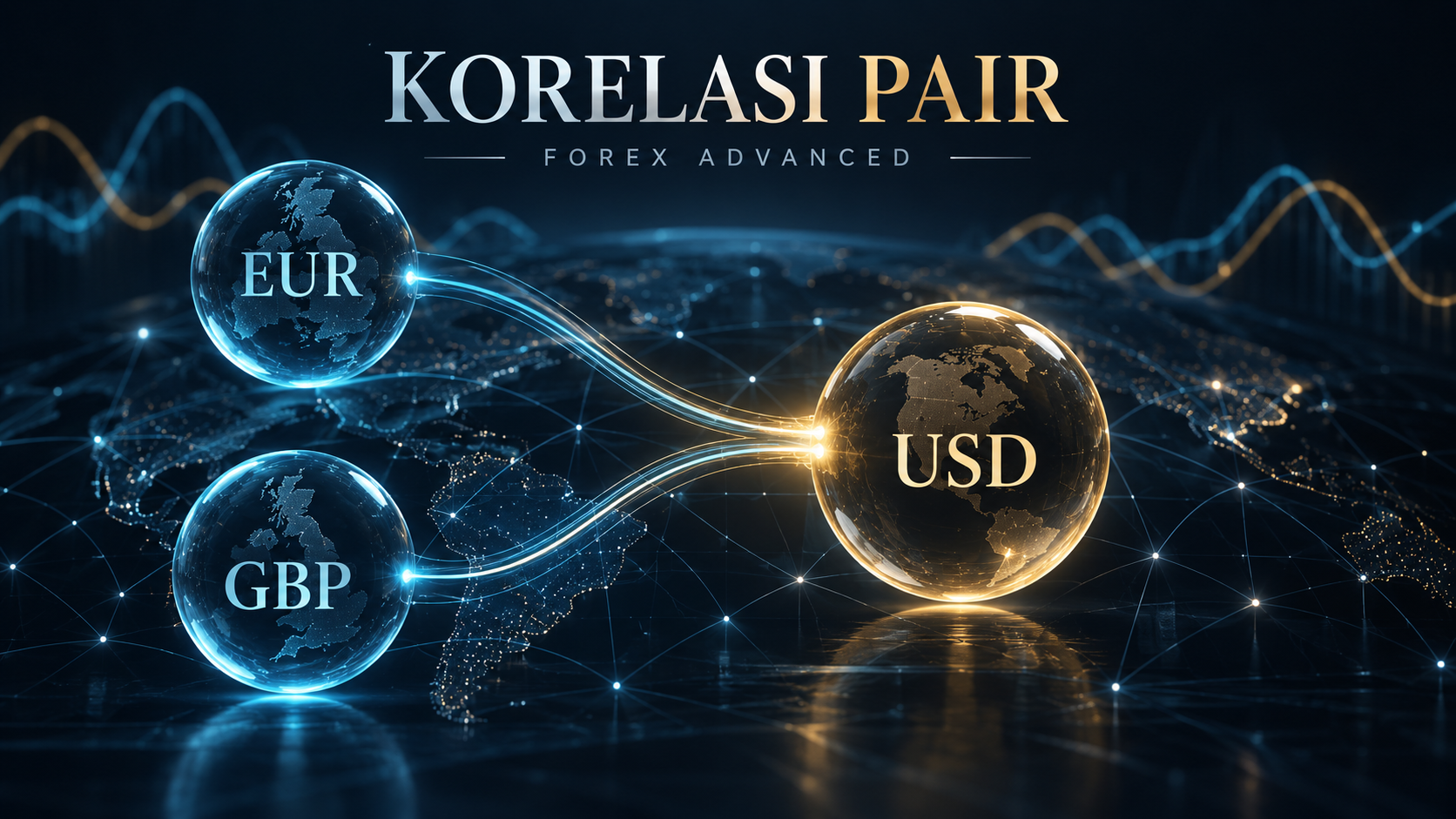 Ilustrasi keterkaitan EUR, GBP, dan USD dalam korelasi pair forex
