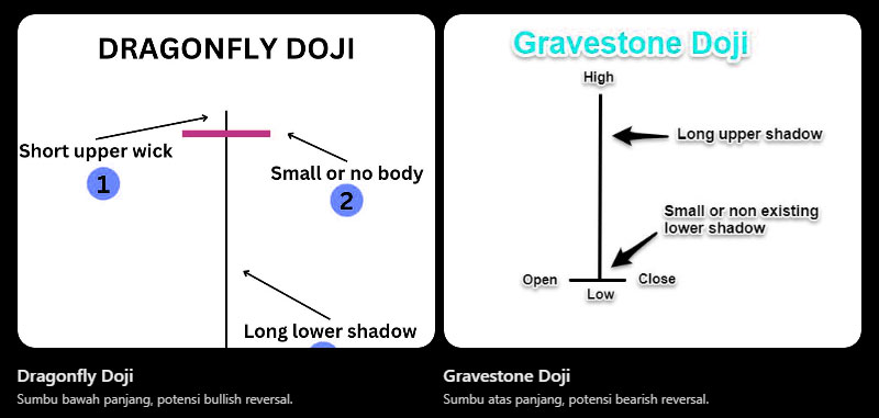 Dragonfly Doji dan Gravestone Doji